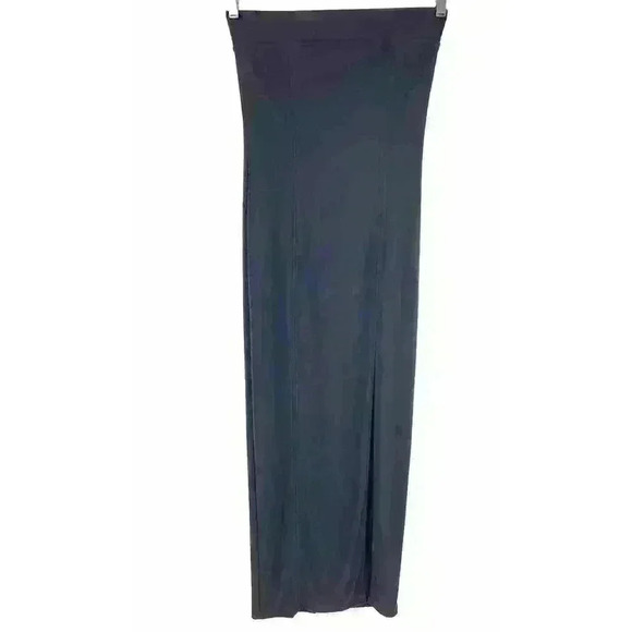 90s Y2K Tube Top Maxi Dress Black Stretch Goth Grunge Vintage Festival Medium - Picture 1 of 9